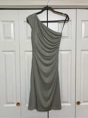 One shoulder silver cocktail evening